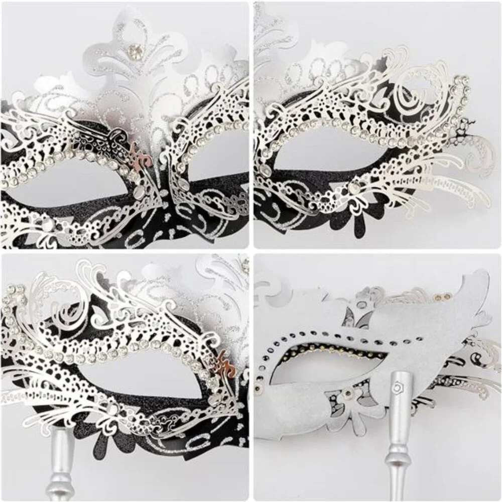 Masquerade Mask with Stick, Mardi Gras Deecorations Venetian Masks